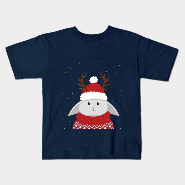 Christmas Bunny Kids T-Shirt by elphimblue